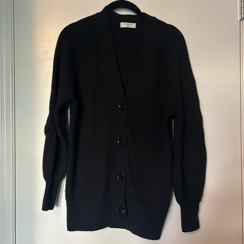 Babaton Oversized Black Button Up Cardigan